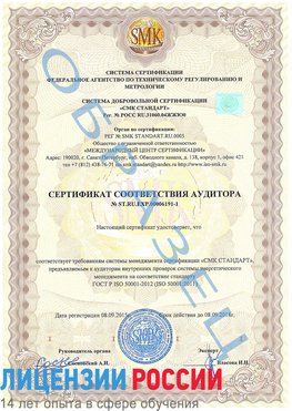 Образец сертификата соответствия аудитора №ST.RU.EXP.00006191-1 Черкесск Сертификат ISO 50001