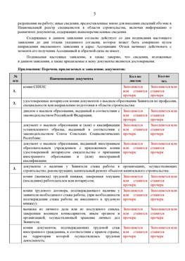 Образец заполнения заявления в НРС строителей. Страница 5 Черкесск Специалисты для СРО НРС - внесение и предоставление готовых