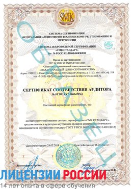 Образец сертификата соответствия аудитора №ST.RU.EXP.00014299-1 Черкесск Сертификат ISO 14001